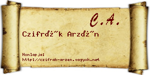 Czifrák Arzén névjegykártya